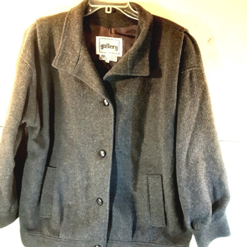 Vintage Gallery Wool Funnel Neck Blazer Bomber Jacket 14 - Picture 8 of 15